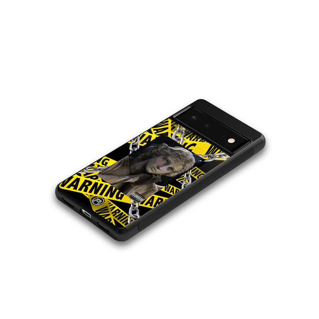 caution back phone cover | glass case for google pixel 6