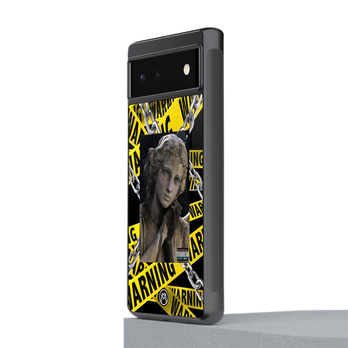 caution back phone cover | glass case for Google Pixel 6A