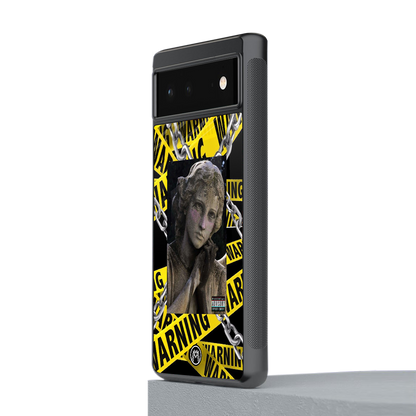 caution back phone cover | glass case for Google Pixel 6A