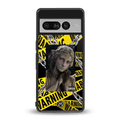 caution back phone cover | glass case for google pixel 7 pro