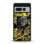 caution back phone cover | glass case for google pixel 7 pro