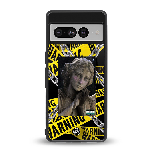 caution back phone cover | glass case for google pixel 7 pro