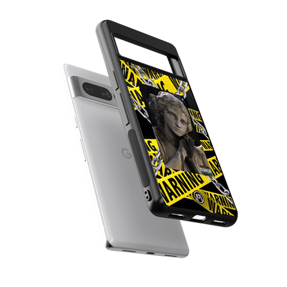 caution back phone cover | glass case for google pixel 7 pro