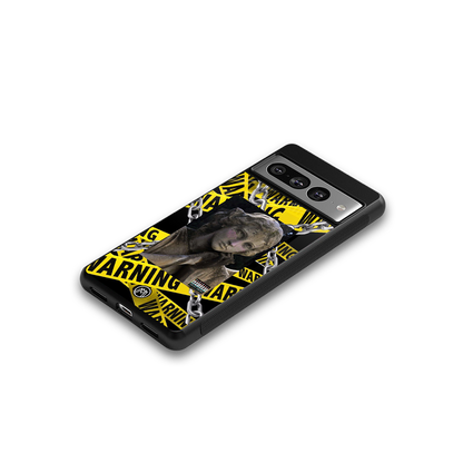 caution back phone cover | glass case for google pixel 7 pro