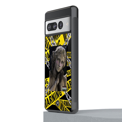 caution back phone cover | glass case for google pixel 7 pro