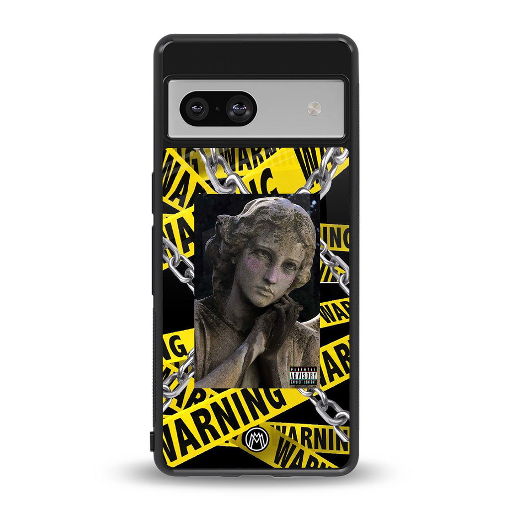 caution back phone cover | glass case for Google Pixel 7