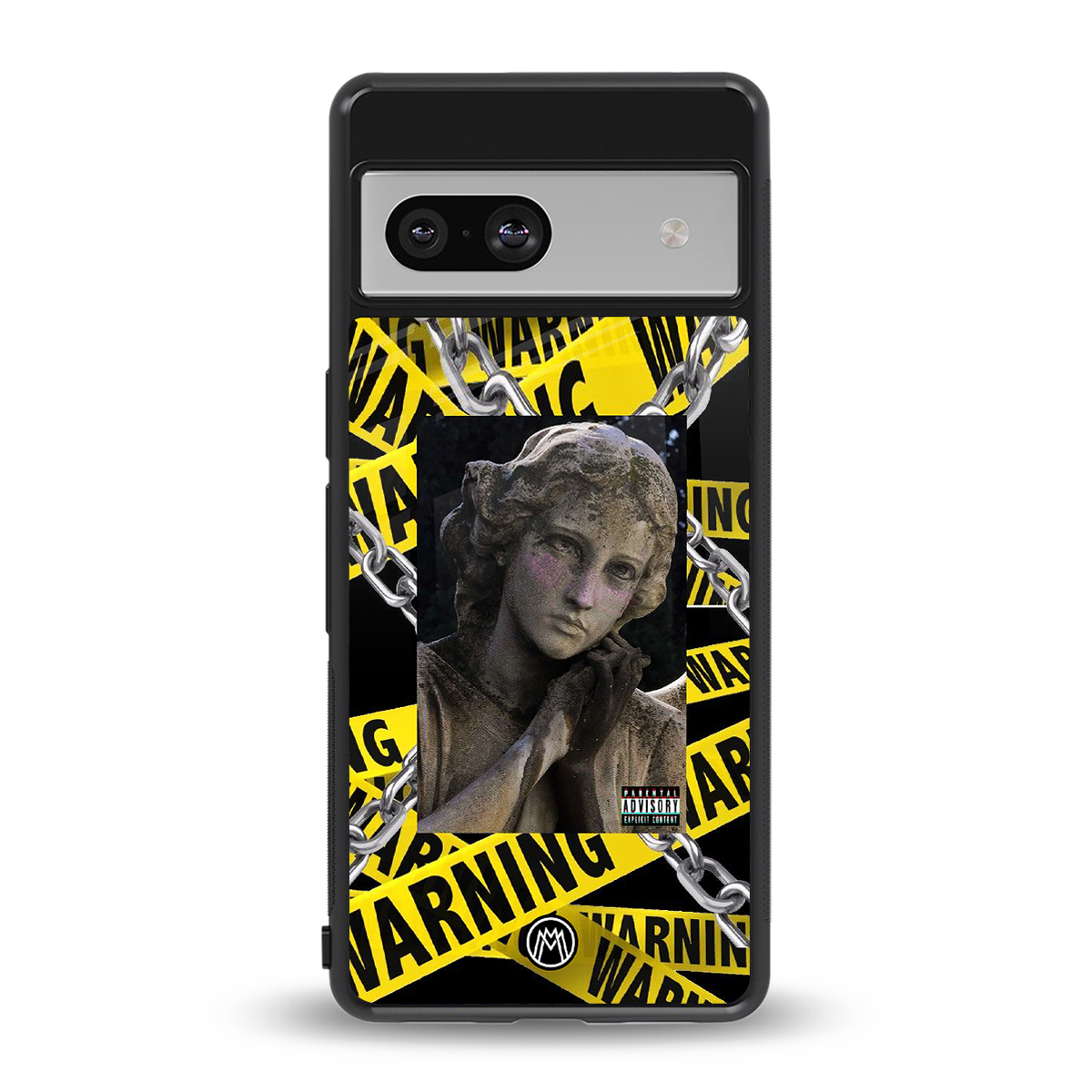 caution back phone cover | glass case for Google Pixel 7A
