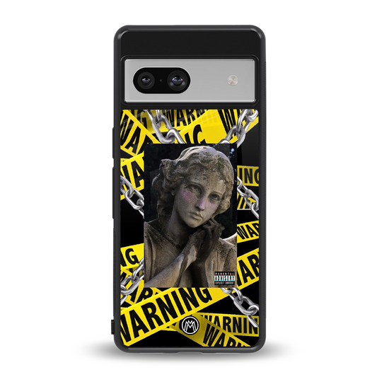 caution back phone cover | glass case for Google Pixel 7A