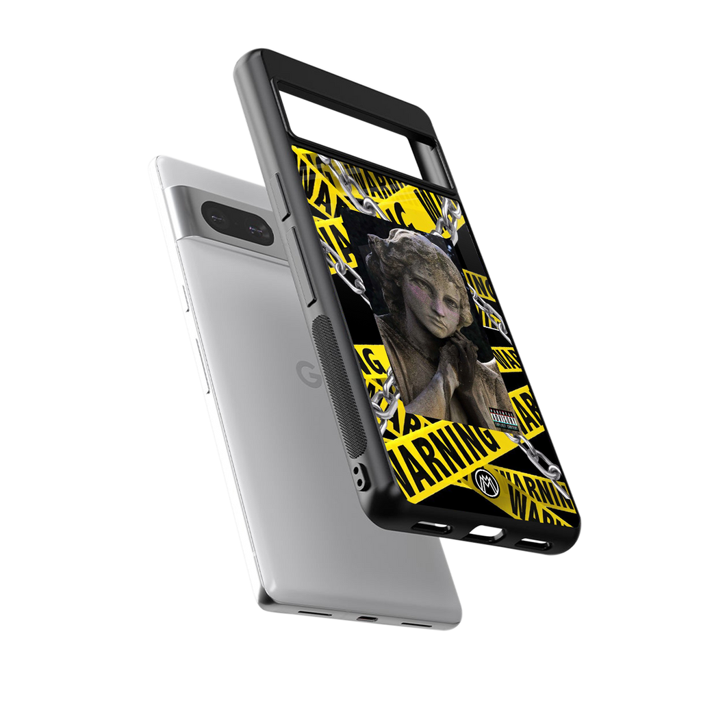 caution back phone cover | glass case for Google Pixel 7