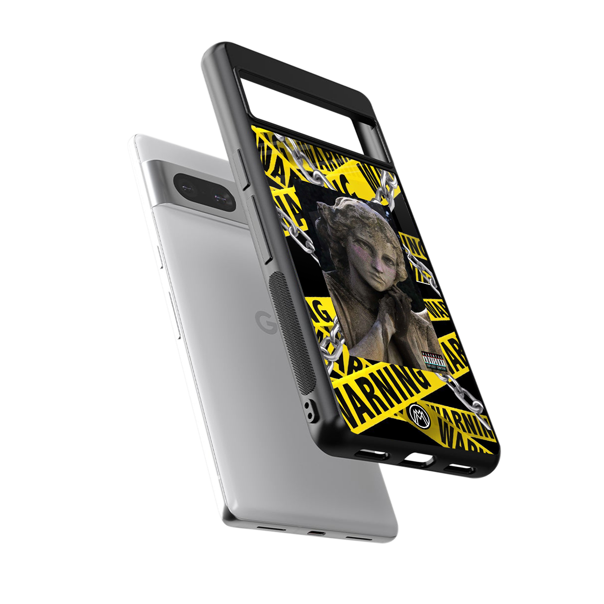 caution back phone cover | glass case for Google Pixel 7A