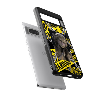 caution back phone cover | glass case for Google Pixel 7A