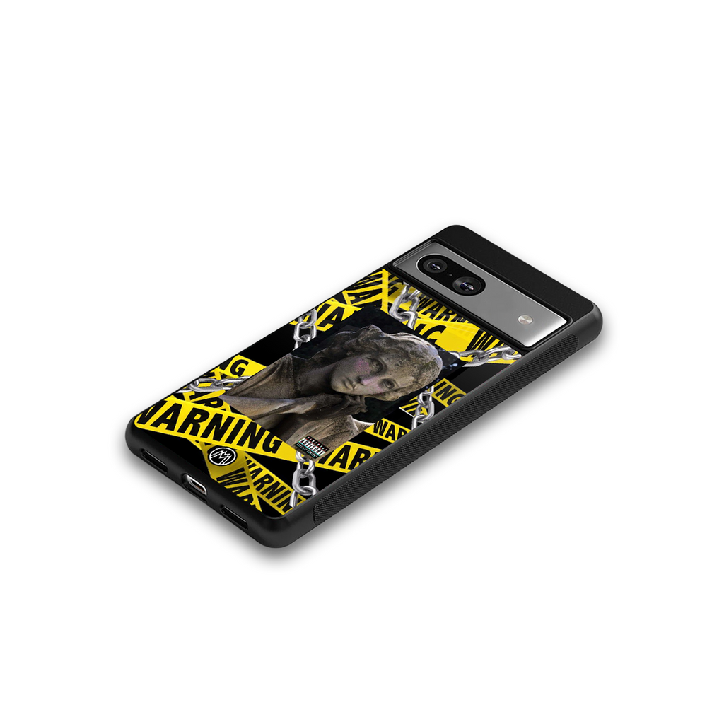 caution back phone cover | glass case for Google Pixel 7