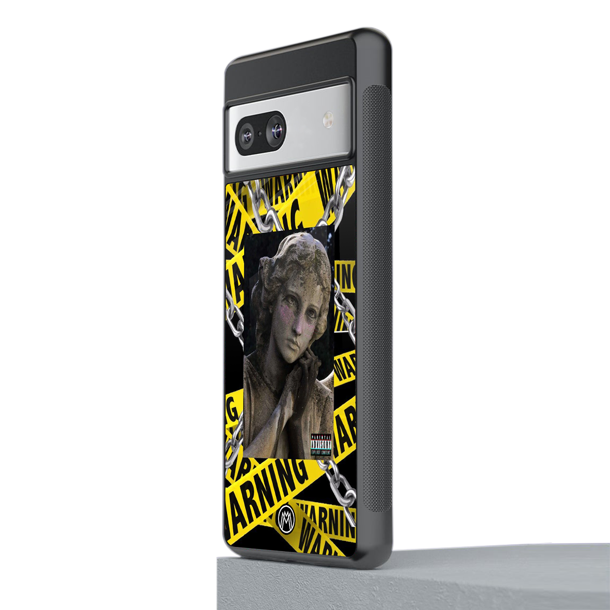 caution back phone cover | glass case for Google Pixel 7A