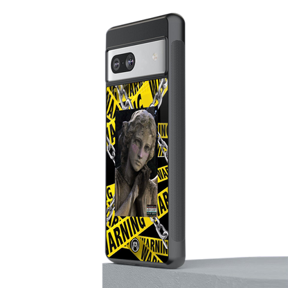 caution back phone cover | glass case for Google Pixel 7A