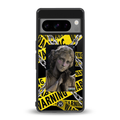 caution back phone cover | glass case for google pixel 8 pro