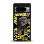 caution back phone cover | glass case for google pixel 8 pro