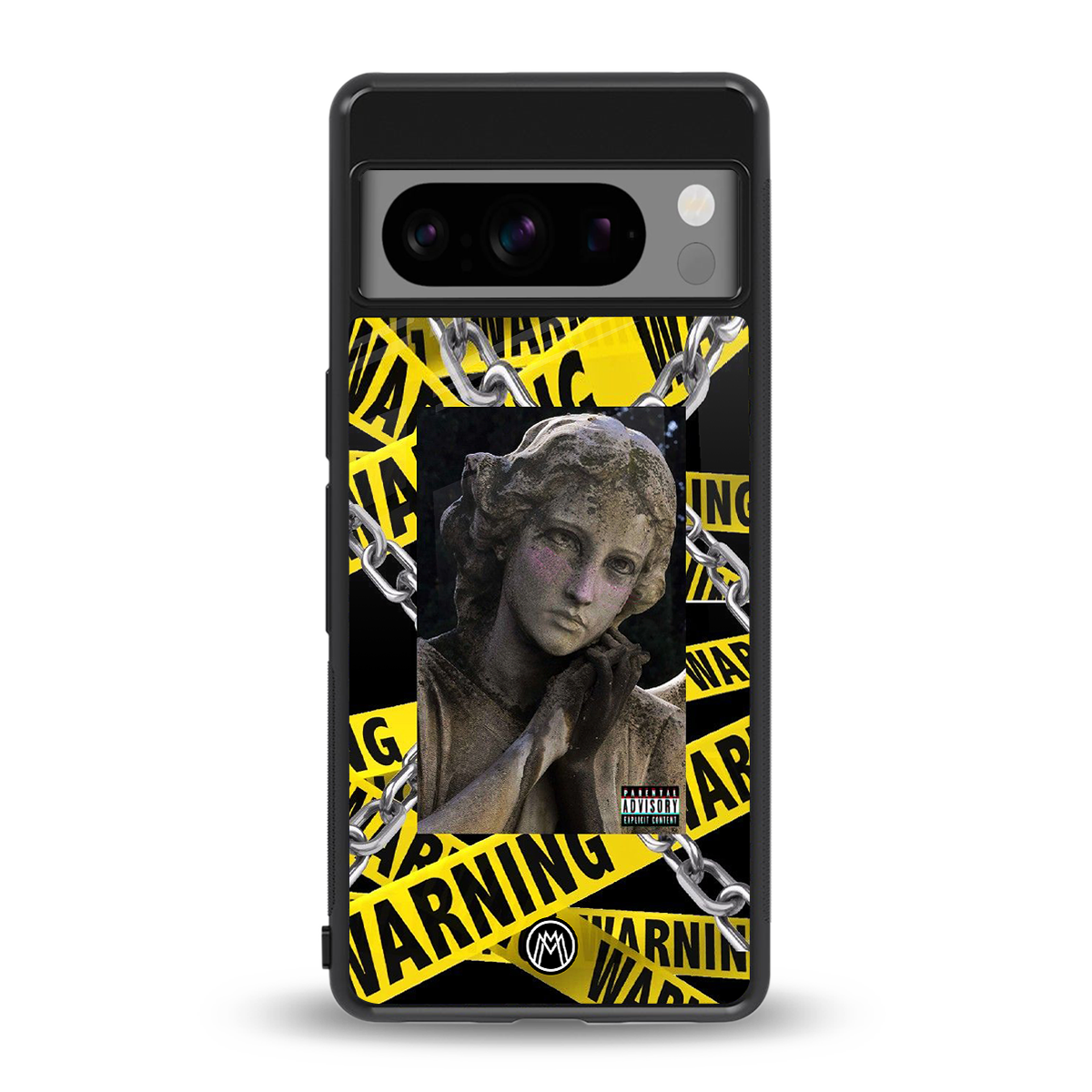 caution back phone cover | glass case for google pixel 8 pro