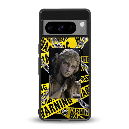 caution back phone cover | glass case for google pixel 8 pro