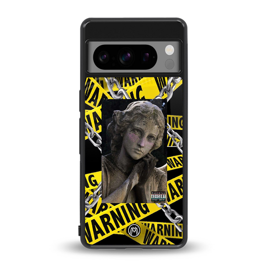 caution back phone cover | glass case for google pixel 8 pro