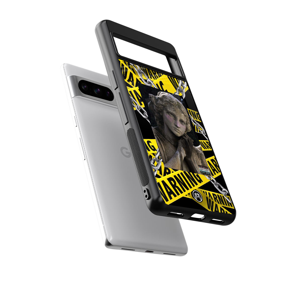 caution back phone cover | glass case for google pixel 8 pro