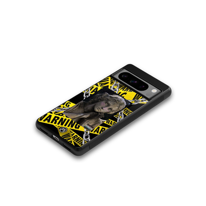 caution back phone cover | glass case for google pixel 8 pro
