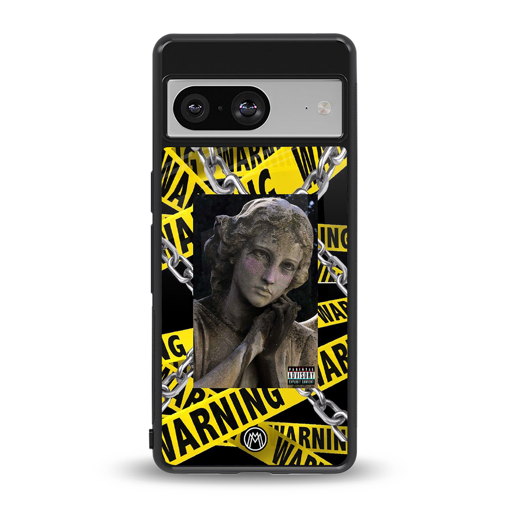 caution back phone cover | glass case for Google Pixel 8