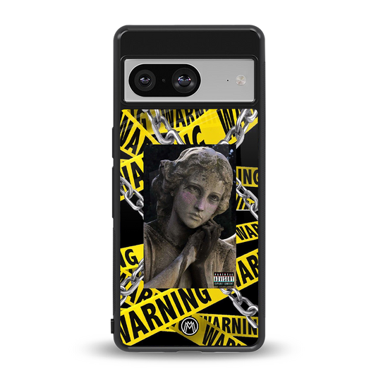 caution back phone cover | glass case for Google Pixel 8