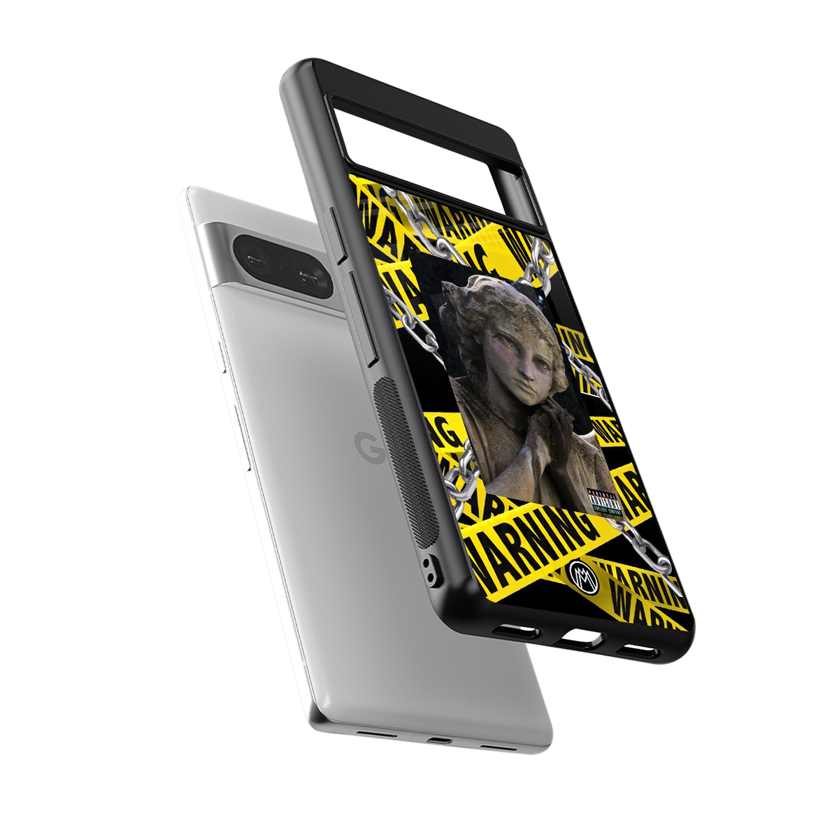 caution back phone cover | glass case for Google Pixel 8