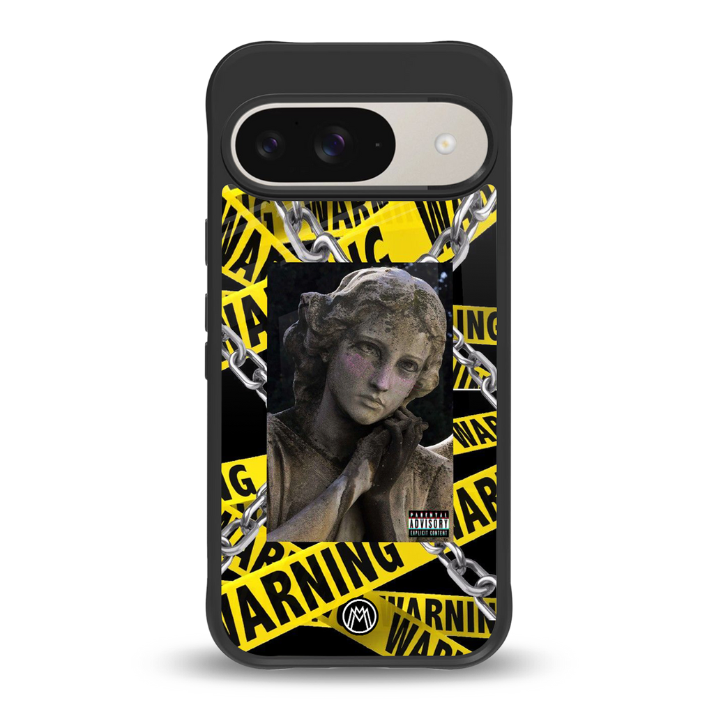 caution back phone cover | glass case for google pixel 9