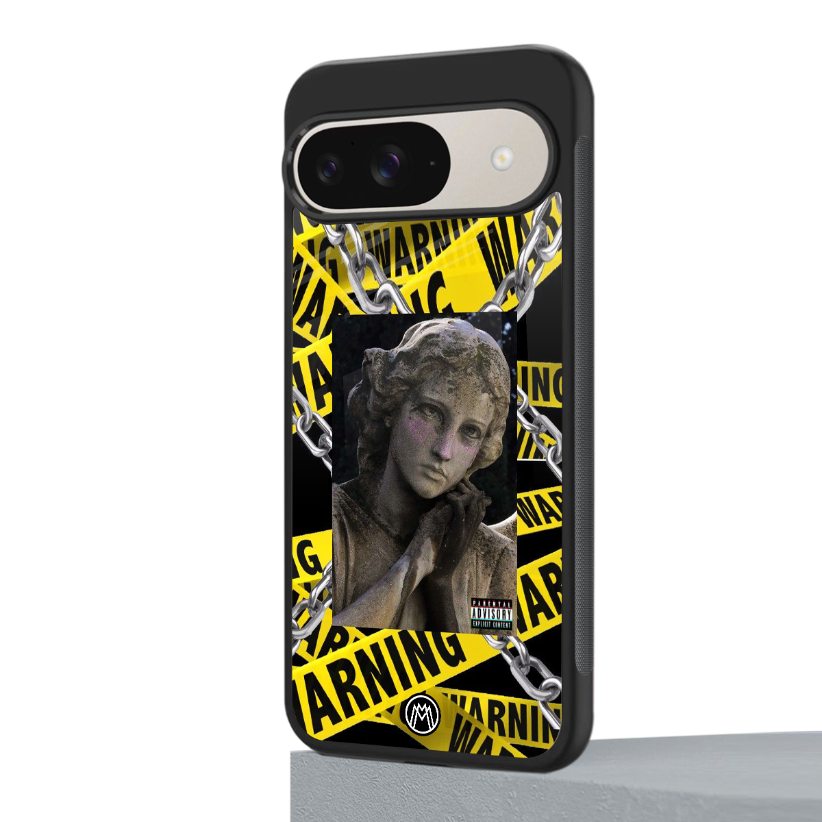 caution back phone cover | glass case for google pixel 9