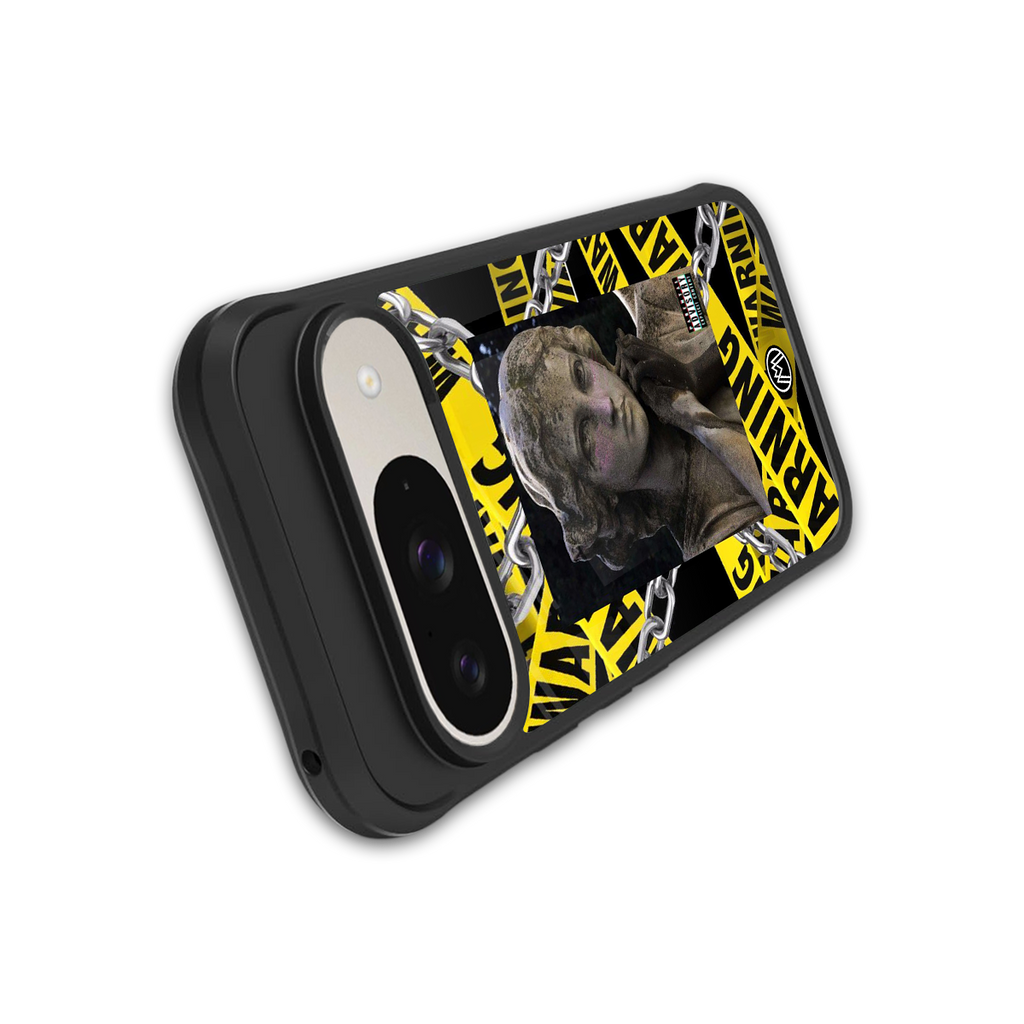caution back phone cover | glass case for google pixel 9
