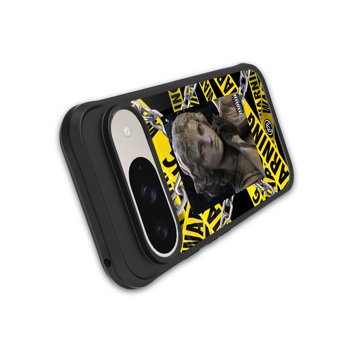 caution back phone cover | glass case for google pixel 9