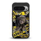 caution back phone cover | glass case for google pixel 9 pro
