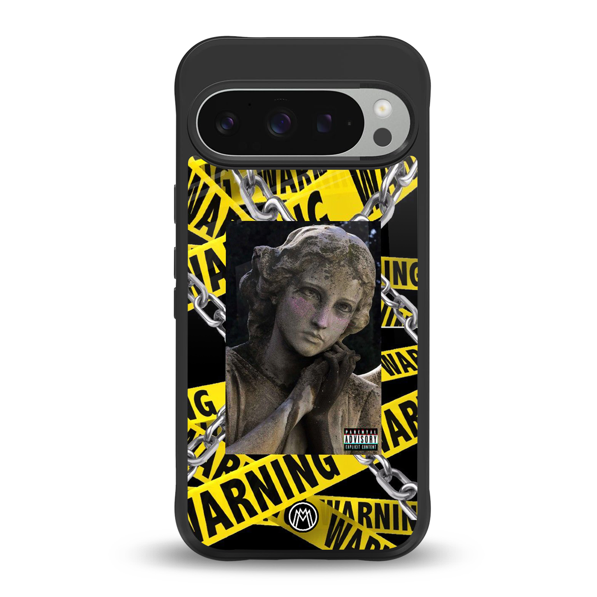 caution back phone cover | glass case for google pixel 9 pro xl