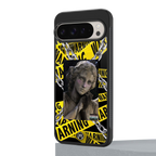 caution back phone cover | glass case for google pixel 9 pro