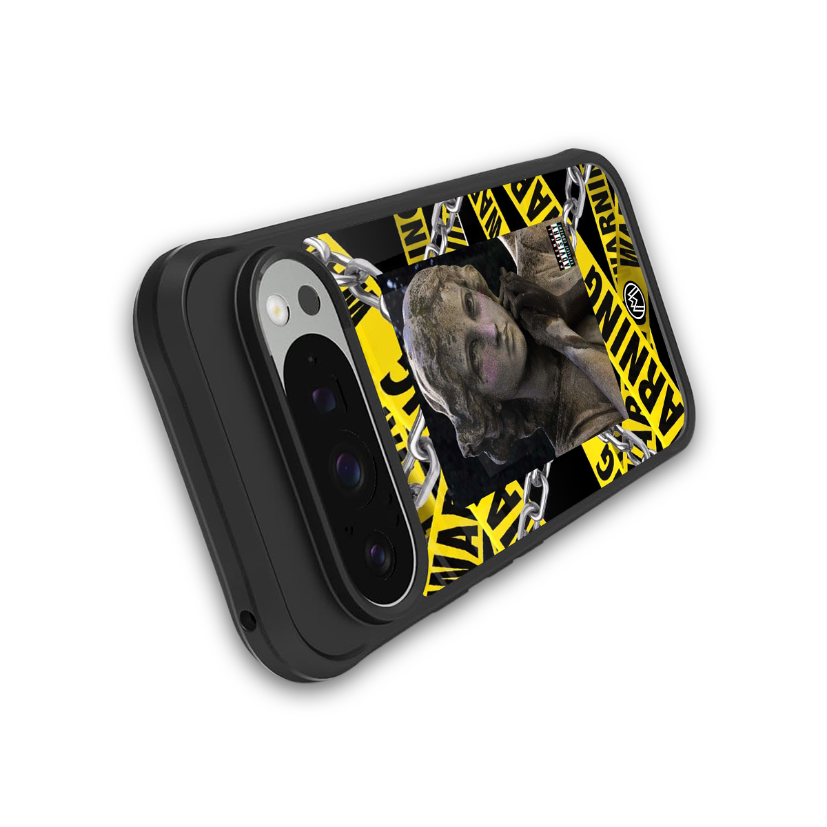 caution back phone cover | glass case for google pixel 9 pro xl