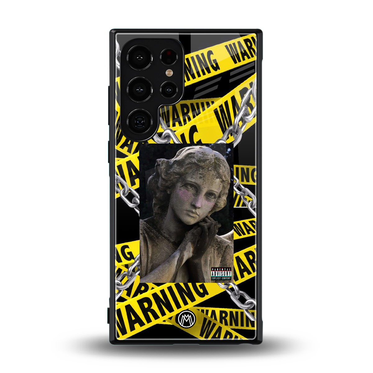 caution back phone cover | glass case for samsung galaxy s23 ultra