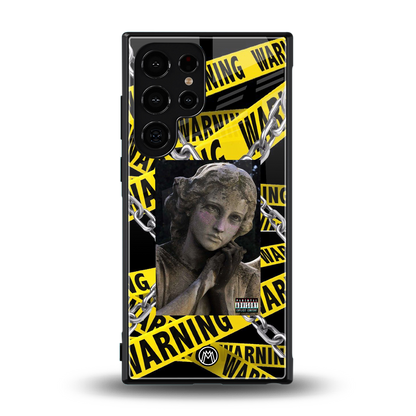 caution back phone cover | glass case for samsung galaxy s23 ultra