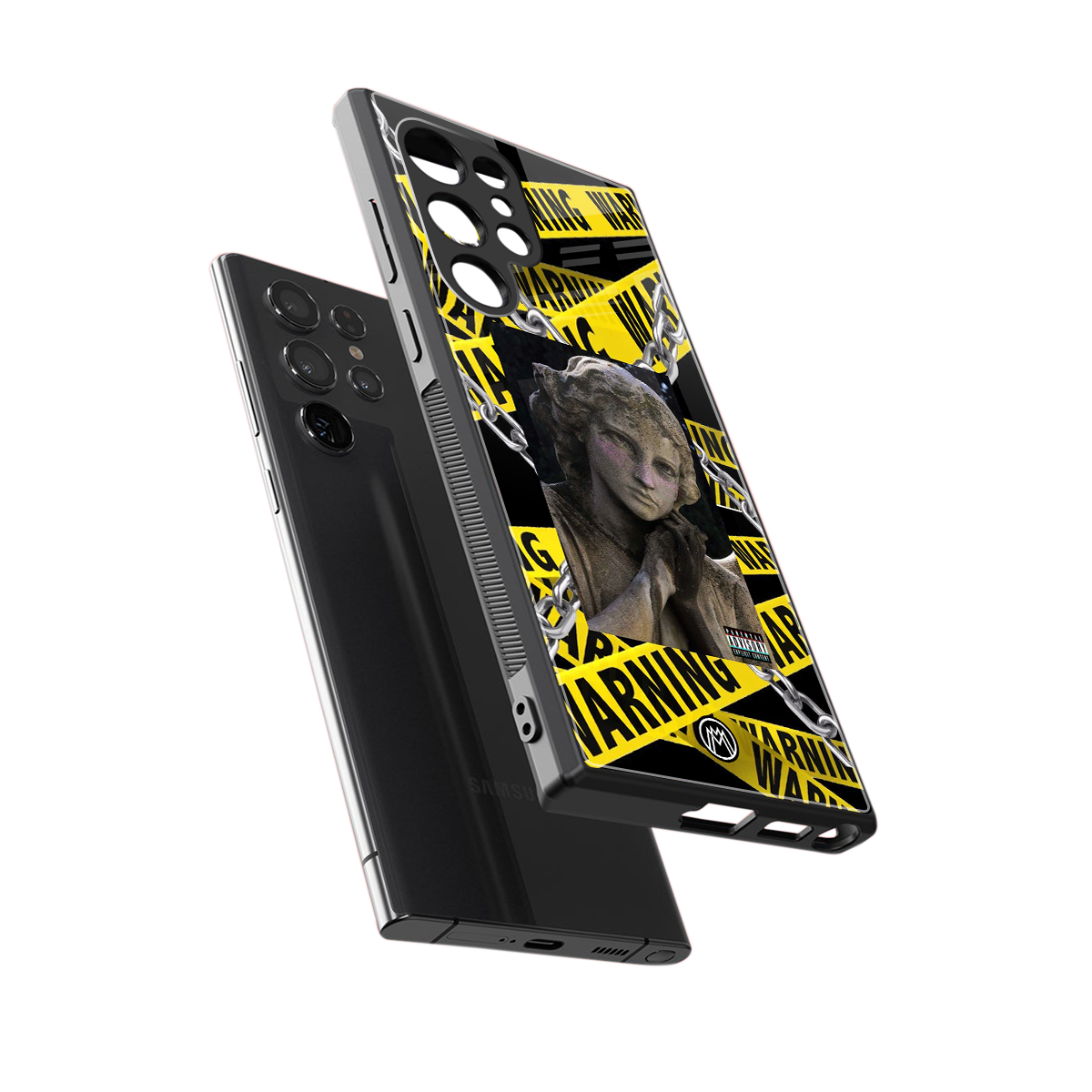 caution back phone cover | glass case for samsung galaxy s23 ultra