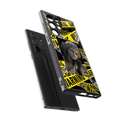 caution back phone cover | glass case for samsung galaxy s23 ultra