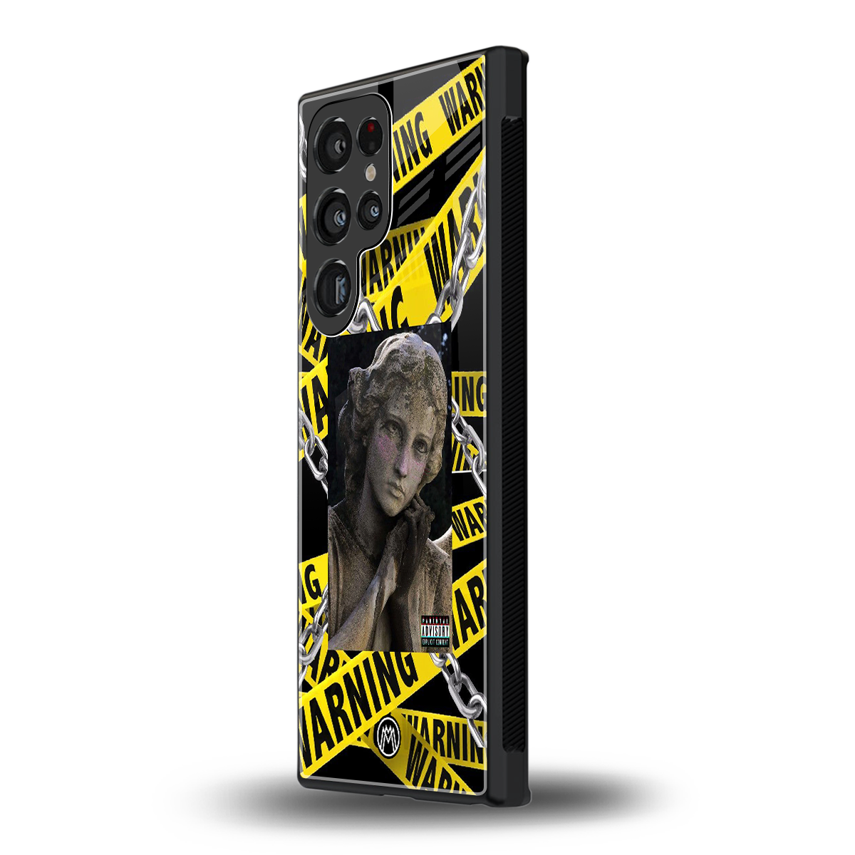 caution back phone cover | glass case for samsung galaxy s24 ultra
