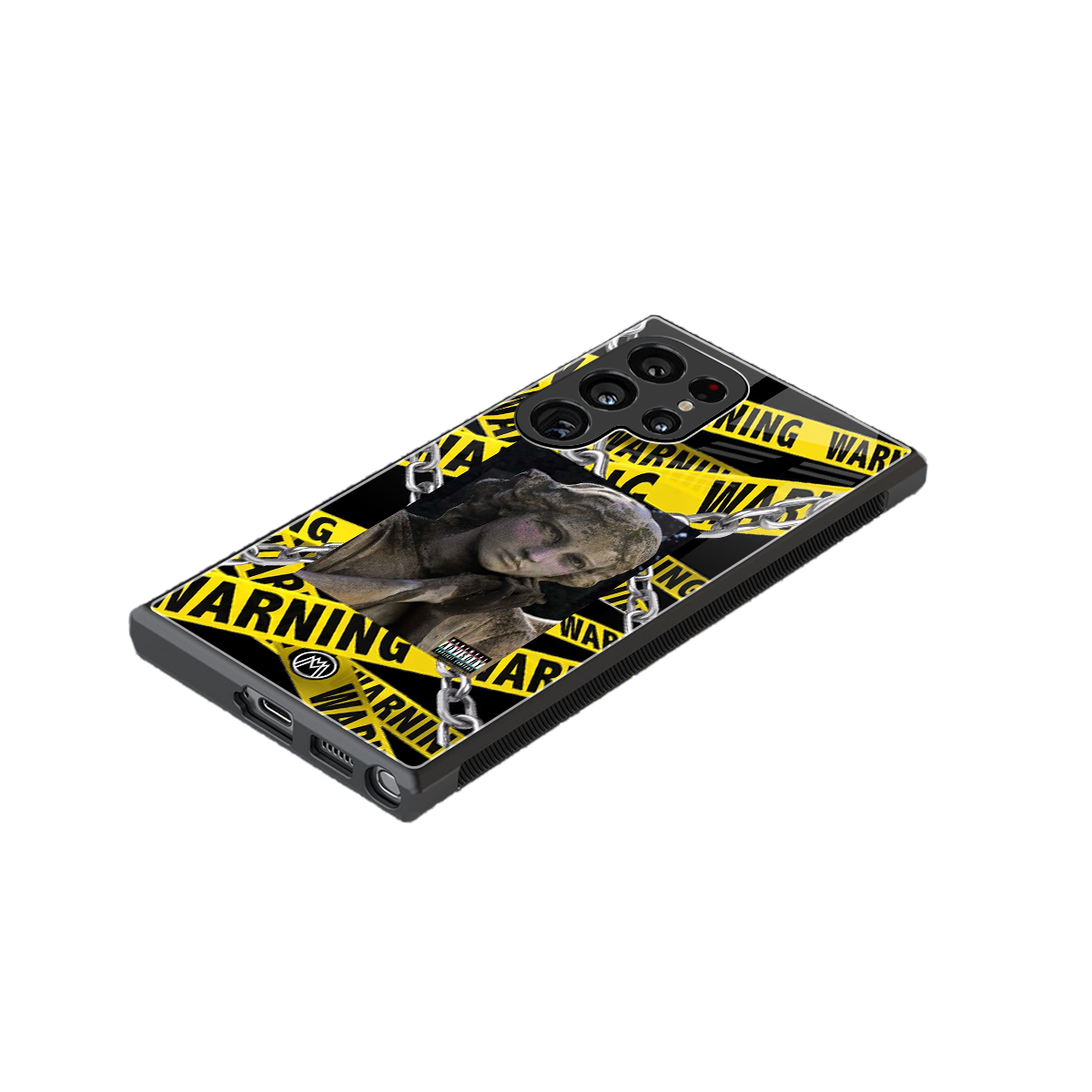 caution back phone cover | glass case for samsung galaxy s23 ultra
