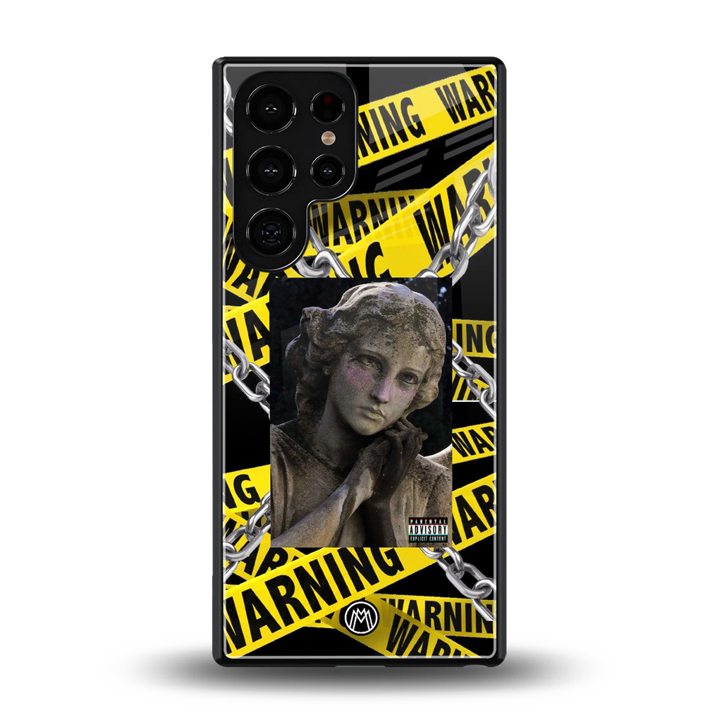 caution back phone cover | glass case for samsung galaxy s25 ultra