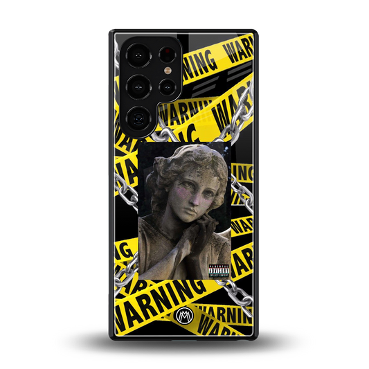 caution back phone cover | glass case for samsung galaxy s25 ultra
