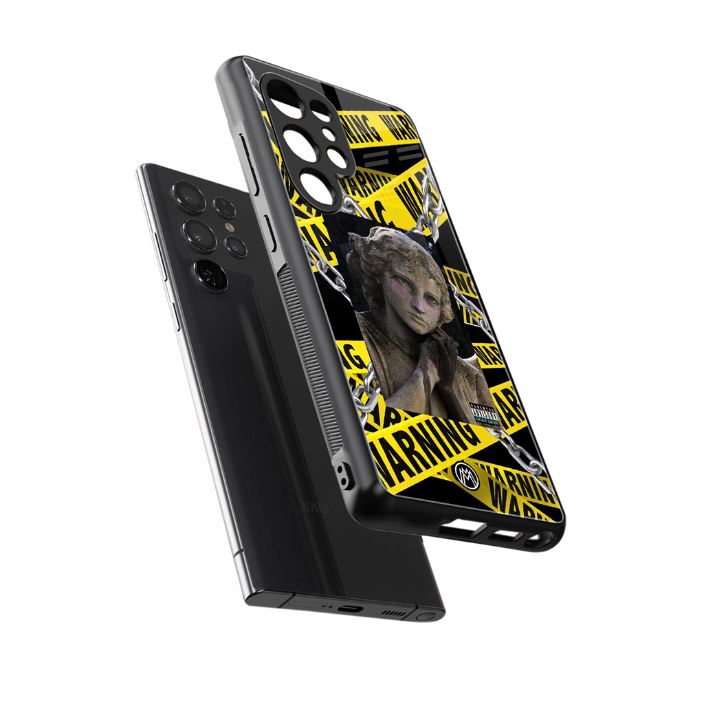 caution back phone cover | glass case for samsung galaxy s25 ultra
