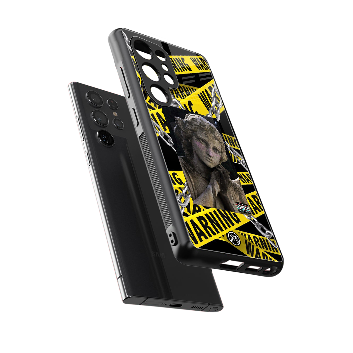 caution back phone cover | glass case for samsung galaxy s25 ultra