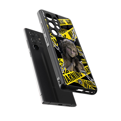 caution back phone cover | glass case for samsung galaxy s25 ultra