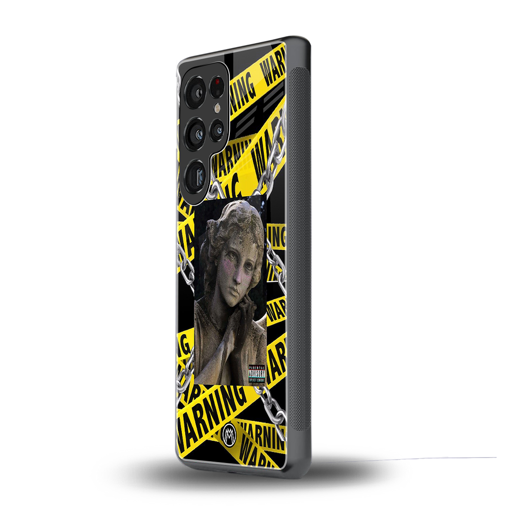 caution back phone cover | glass case for samsung galaxy s25 ultra