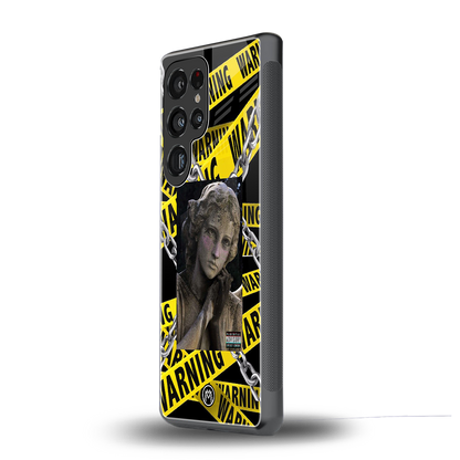 caution back phone cover | glass case for samsung galaxy s25 ultra