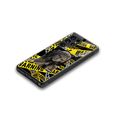 caution back phone cover | glass case for samsung galaxy s25 ultra